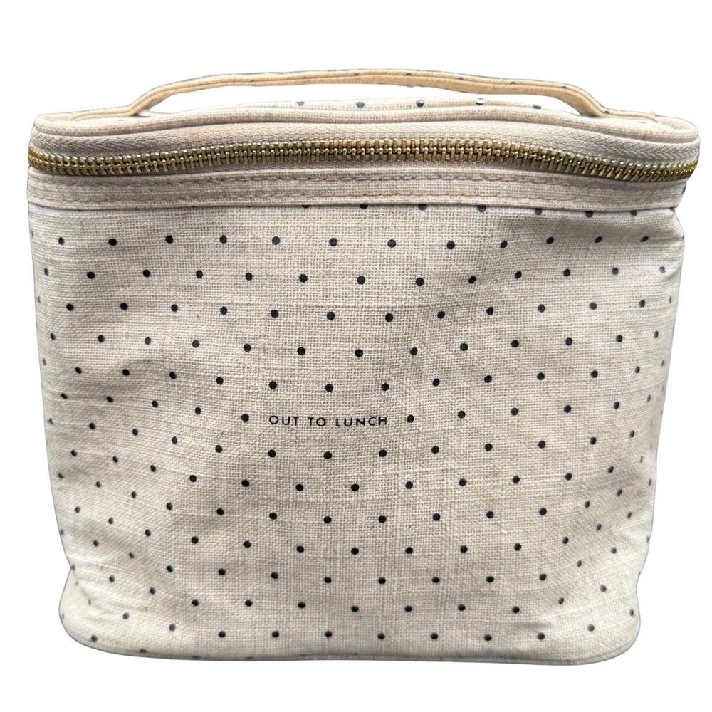 Kate Spade Out to Lunch Cream and Black Polka Dot Lunch Bag